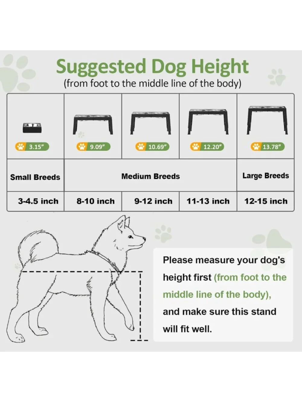 Elevated Dog Bowls for Large Breeds - Adjustable Stainless Steel Feeder Stand